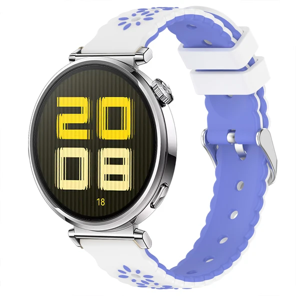Huawei Watch GT5 41mm Uyumlu Çiçek Desenli Yumuşak Silikon Kordon Şık ve Nefes Alabilen Spor Kordon  Lavanta ürün görseli 1