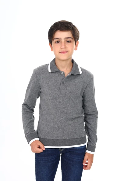 Toontoy Erkek Çocuk Regular Fit Polo Yaka Baskılı Sweatshirt - 2 İplik ürün görseli 1