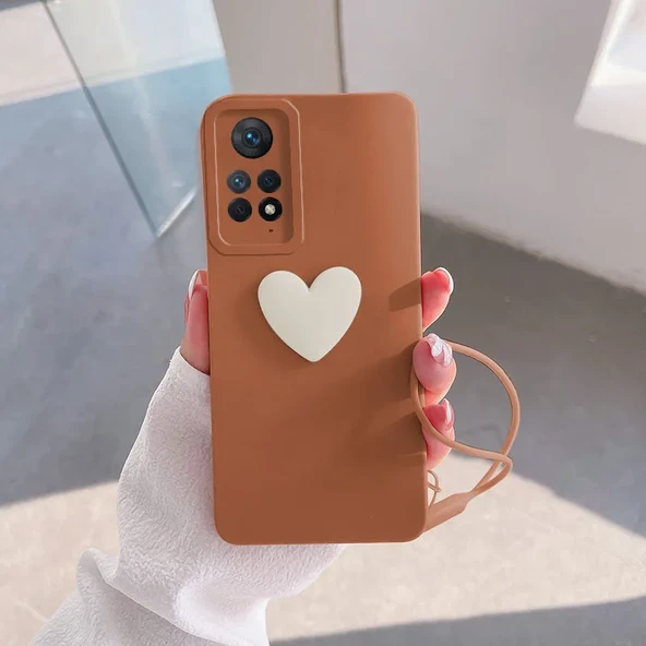 Zebana Xiaomi - Redmi Note 11S Zebana Kalpli Love Silikon Kılıf - Kahverengi ürün görseli 1