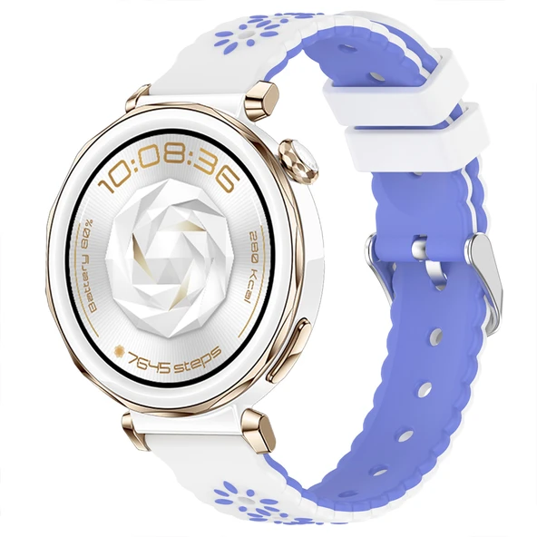 Huawei Watch GT5 Pro 42mm Çiçek Desenli Yumuşak Silikon Kordon Şık ve Nefes Alabilen Spor Kordon  Lavanta ürün görseli 1