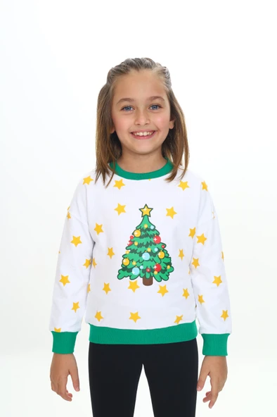 Toontoy Kız Çocuk Relax Fit Bisiklet Yaka Düşük Omuz Baskılı Sweatshirt - Renk Bloklu & 2 İplik ürün görseli 1