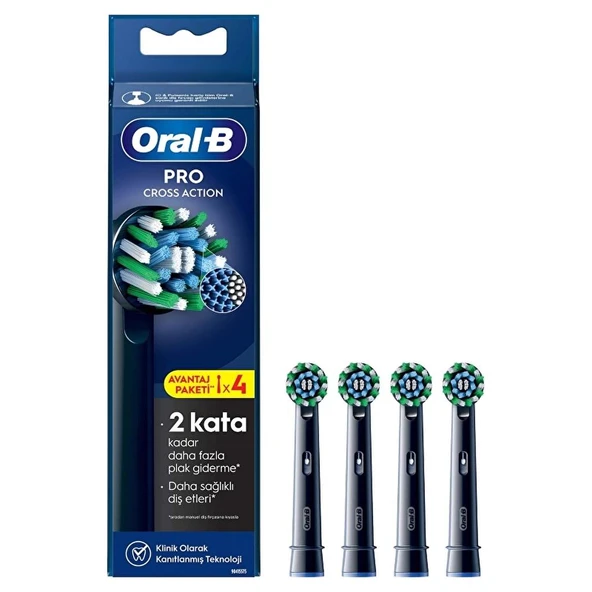 Oral-B Şarjlı Diş Fırçası Yedek Başlığı Cross Action X-Filament Siyah 4 adet ürün görseli 1
