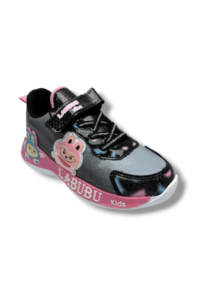 Cakgo Labubu 624-26 Simli Parlak Deri Işıklı Anatomik Kız Çocuk Sneaker Siyah Pembe 31-35 ürün görseli 1