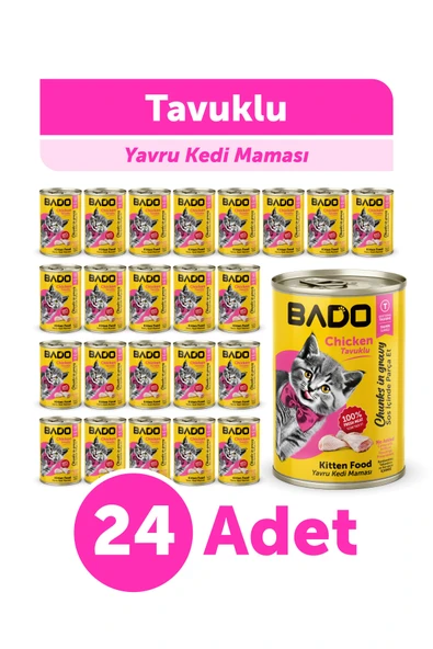 Bado Yavru Kedi Yaş Maması Tavuk Etli 400GR 12Li ürün görseli 1