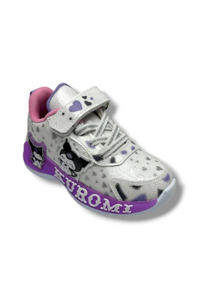 Cakgo Kuromi 725-26 Simli Parlak Deri Anatomik Kız Çocuk Sneaker Beyaz Lİla 26-30 ürün görseli 1