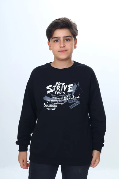 Toontoy Erkek Çocuk Relax Fit Bisiklet Yaka Düşük Omuz Baskılı Sweatshirt - 2 İplik ürün görseli 1