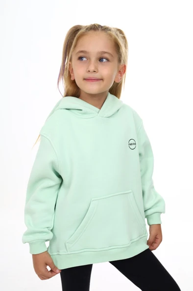 Toontoy Kız Çocuk Oversize Kapüşonlu Cepli Nakış Baskılı Yırtmaçlı Sweatshirt - 3 İplik Şardonlu ürün görseli 1