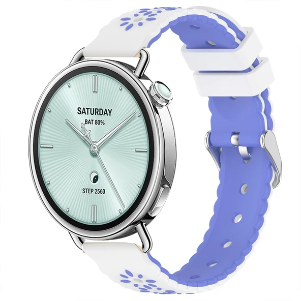 Sneezy Mi Watch S4 41mm Çiçek Desenli Yumuşak Silikon Kordon Şık ve Nefes Alabilen Spor Kordon  Lavanta ürün görseli 1