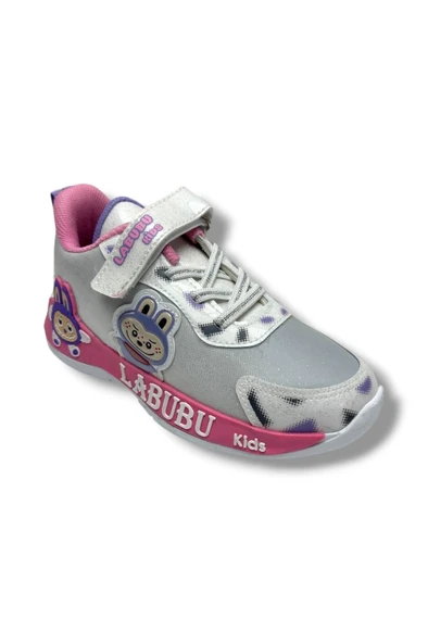 Cakgo Labubu 624-26 Simli Parlak Deri Işıklı Anatomik Kız Çocuk Sneaker Beyaz Pembe 31-35 ürün görseli 1