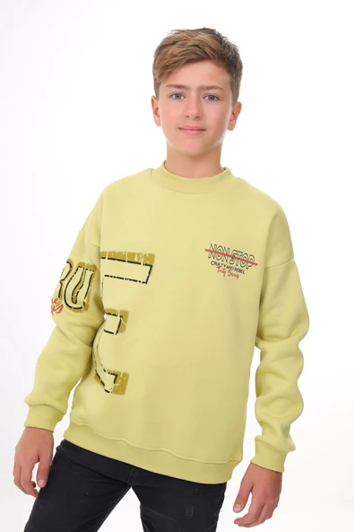 Toontoy Erkek Çocuk Relax Fit Bisiklet Yaka Düşük Omuz Baskılı Sweatshirt - 2 İplik ürün görseli 1