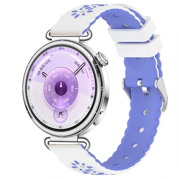 Huawei Watch GT6 41mm Uyumlu Çiçek Desenli Yumuşak Silikon Kordon Şık ve Nefes Alabilen Spor Kordon  Lavanta ürün görseli 1