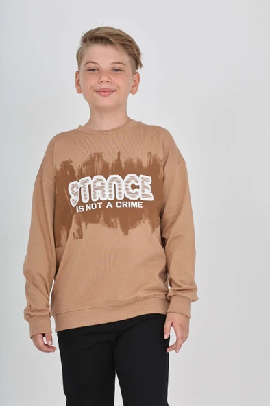 Toontoy Erkek Çocuk Relax Fit Bisiklet Yaka Baskılı Sweatshirt - 2 İplik ürün görseli 1
