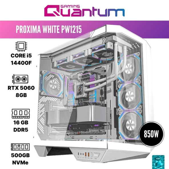 Quantum Gaming Proxima White PW1215 i5 14400F 16GB DDR5 512GB NVMe RTX5060 8GB Masaüstü Oyuncu Bilgisayarı ürün görseli 1