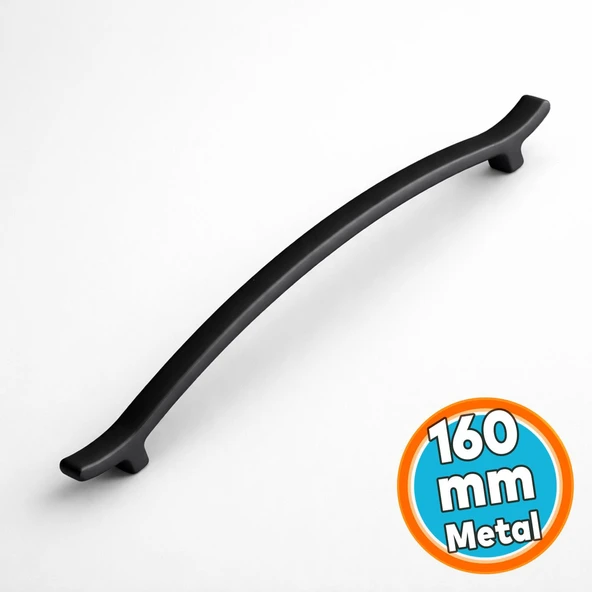 Mat Siyah Metal Kulp Mobilya Çekmece Mutfak Dolap Kulpları Dolabı Kulbu Kulpu (160 MM - 16 CM) ürün görseli 1