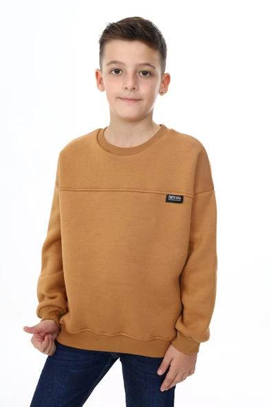 Toontoy Erkek Çocuk Relax Fit Bisiklet Yaka Düşük Omuz Baskılı Parçalı Sweatshirt - 2 İplik ürün görseli 1