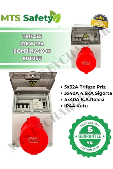 MTSevcharger 22 Kw Trifaze Taşınabilir Elektrikli Araç Şarj Cihazı Kombinasyon Kutusu 5*32 V‘KO Kaçak Akım Roleli ürün görseli 1