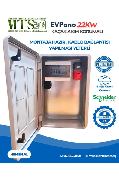 MTSevcharger 22 KW PANO 60 40 20 SCHNEİDER TAŞINABİLİR ELEKTRİKLİ ARAÇ ŞARJ CİHAZI KOMBİNASYON PANOSU KUTUSU 22KW ürün görseli 1