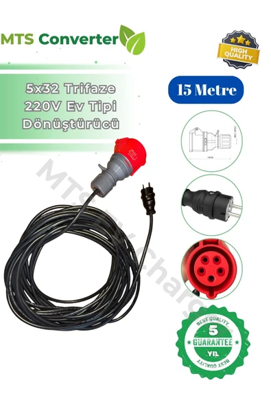 MTSevcharger 5*32 22kw Trifaze Monofaze 220 V ev prizi dönüştürücü 15 Metre Taşınabilir Elektrik Araç Şarj Cihazı ürün görseli 1