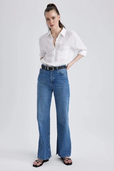 A3469 90s Wide Leg Yırtmaçlı Jean Pantolon ürün görseli 1