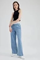 A0486 Geniş Paça Jean Pantolon - Resim 5