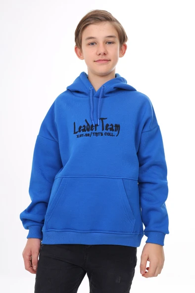 Toontoy Erkek Çocuk Oversize Kapüşonlu Cepli Düşük Omuz Baskılı Sweatshirt - 2 İplik ürün görseli 1