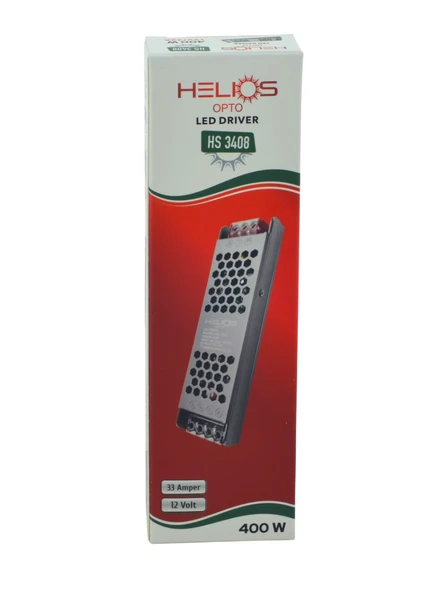 Helios Opto 12V 33A 400W Slim Tip Şerit Led Trafosu Metal Kasa Led Driver HS 3408 ürün görseli 1