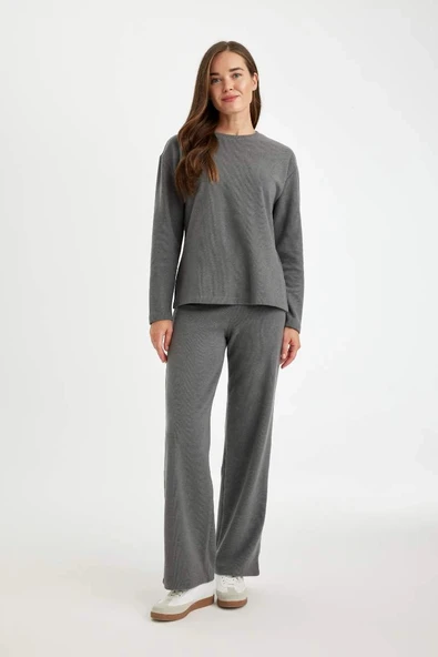 D0361 Wide Leg Selanik Kumaş Pantolon ürün görseli 1