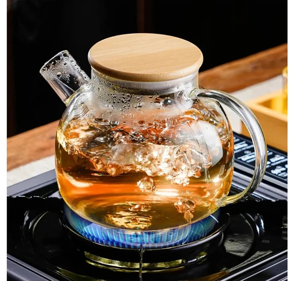 Bambu Teapot Cam Demlik, Borosilikat, Süzgeçli çaydanlık tek ürün görseli 1