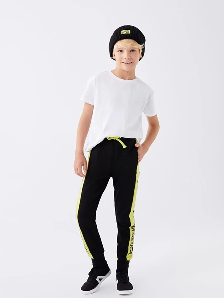 LCW Kids Siyah Beli Lastikli Baskılı Erkek Çocuk Jogger Eşofman Altı ürün görseli 1