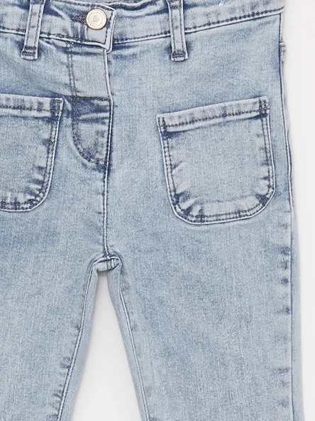 LCW baby Mavi Basic Kız Bebek Jean Pantolon - Resim 4