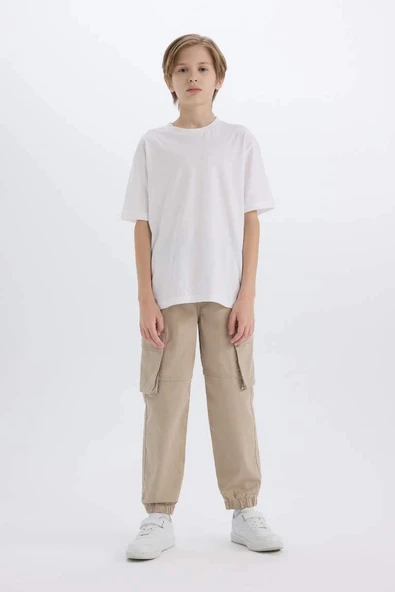 C6623 Kargo Cepli Beli Bağcıklı Lastikli Paça Jogger Paça Gabardin Pantolon ürün görseli 1