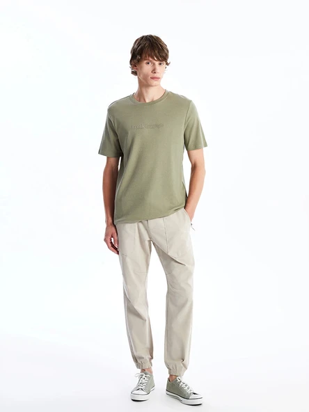 XSIDE Bej Standart Kalıp Gabardin Erkek Jogger Pantolon ürün görseli 1