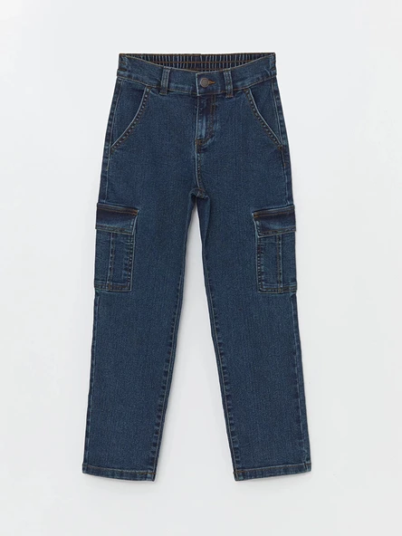 LCW Kids İndigo Beli Lastikli Regular Fit Erkek Çocuk Jean Pantolon ürün görseli 1