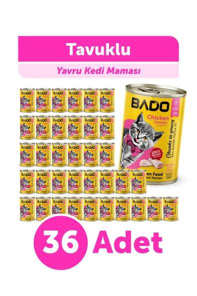 Bado Yavru Kedi Yaş Maması Tavuk Etli 400GR 36Lı ürün görseli 1
