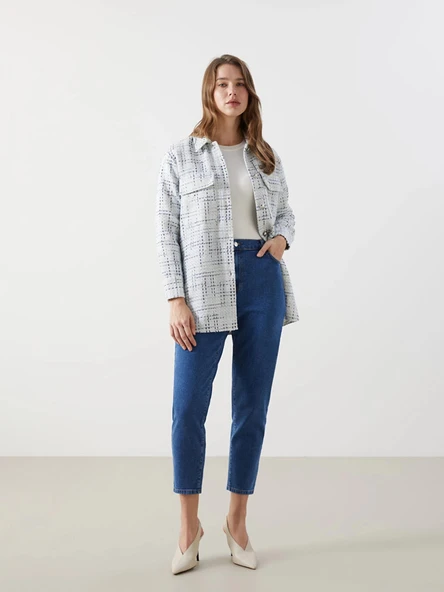 LCW Modest İndigo Mom Fit Kadın Jean Pantolon ürün görseli 1