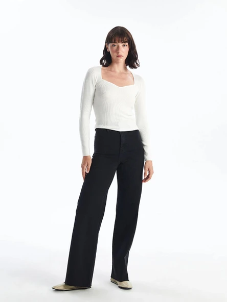 LCW Jeans SİYAH Wideleg Kadın Jean Pantolon ürün görseli 1