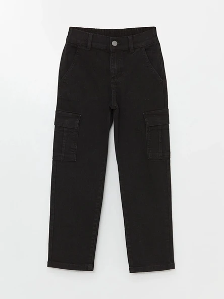LCW Kids Siyah Beli Lastikli Regular Fit Erkek Çocuk Jean Pantolon ürün görseli 1