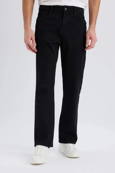 Defacto D9828 Siyah Diago Comfort Fit Yüksek Bel Geniş Paça Jean Pantolon ürün görseli 1