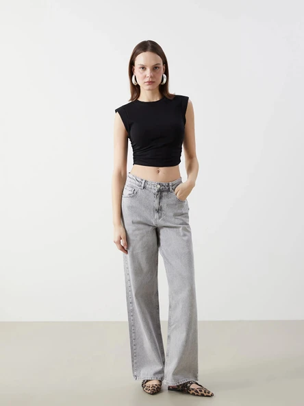 XSIDE GRİ Wideleg Kadın Jean Pantolon ürün görseli 1