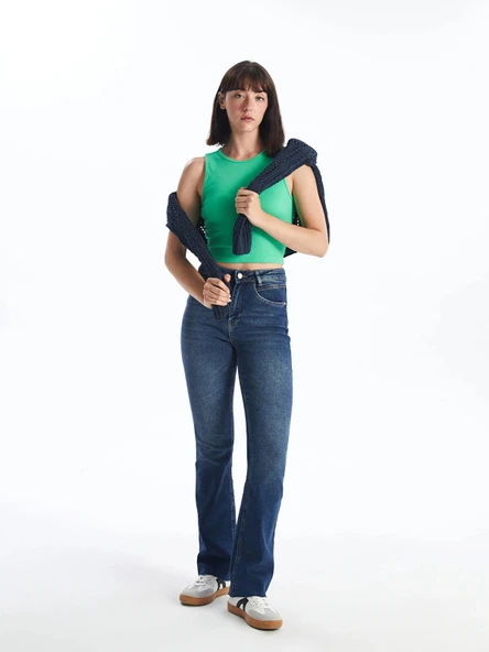 LCW Jeans İNDİGO Mars Flare Kadın Jean Pantolon ürün görseli 1