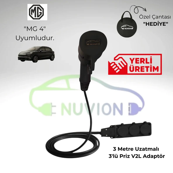 NUVION V2L- MG 4 Marka İle Uyumlu 3'Lü V2L Elektrikli Araç Şarj Kablosu - Enerjini Elektrikli Aracından Al ürün görseli 1