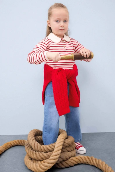 Defacto D7886 Mavi Kız Bebek Wide Leg Geniş Bol Paça Jean Pantolon ürün görseli 1