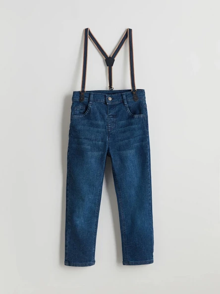 LCW baby İNDİGO Askılı Erkek Bebek Jean Pantolon ürün görseli 1