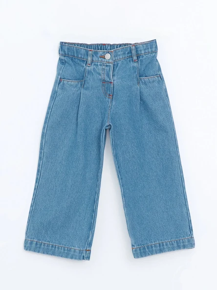 LCW Kids İNDİGO Beli Lastikli Kız Çocuk Jean Pantolon ürün görseli 1