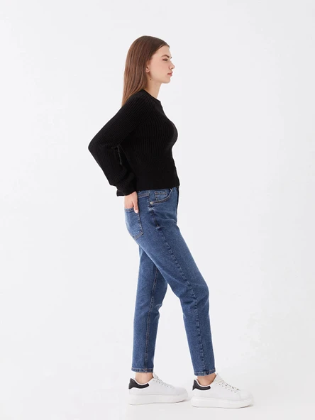 LCW Jeans İNDİGO Yüksek Bel Slim Mom Kadın Jean Pantolon ürün görseli 1