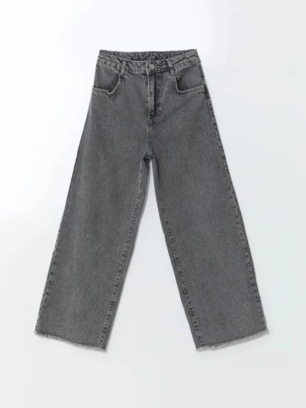 LCW Kids GRİ Beli Ayarlanabilir Lastikli Kız Çocuk Pantolon ürün görseli 1
