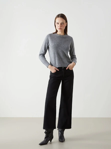 LCW Jeans SİYAH Wideleg Kadın Jean Pantolon ürün görseli 1