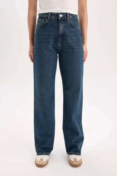 Defacto D7953 Mavi 90's Wide Leg Yüksek Bel Geniş Paça Uzun Jean Kar Yıkamalı Pantolon ürün görseli 1