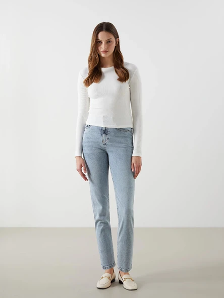 LCW Jeans İNDİGO Mom Fit Kadın Jean Pantolon ürün görseli 1