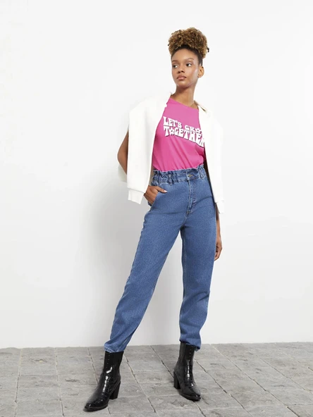 LCW Jeans İNDİGO Yüksek Bel Slouchy Kadın Jean Pantolon ürün görseli 1